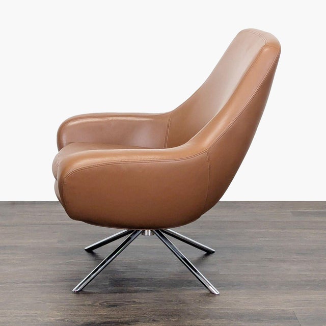 Modern Design Within Reach Noomi Modern Brown Leather Lounge Chair For Sale - Image 3 of 9