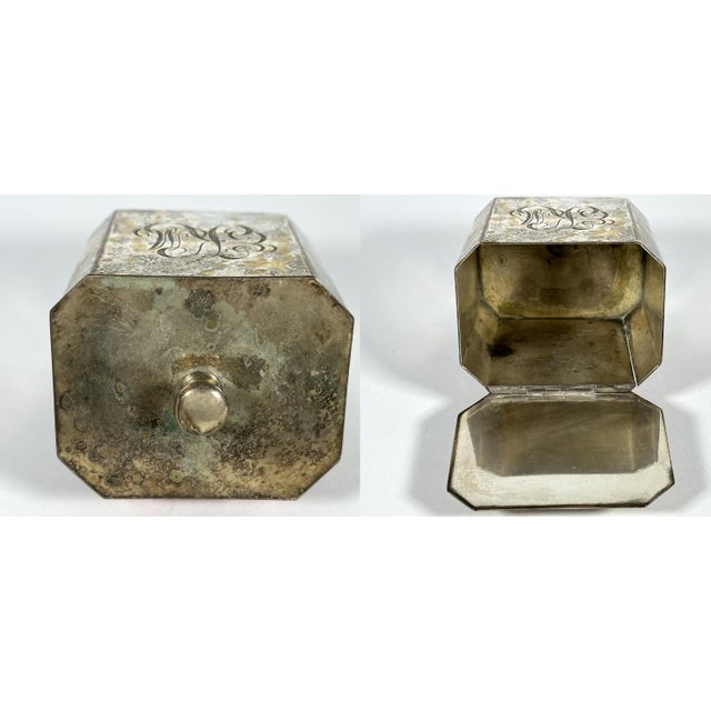 Mid 20th Century Silver Plated Tea Caddy: Georgian Style Monogrammed Box For Sale - Image 6 of 10