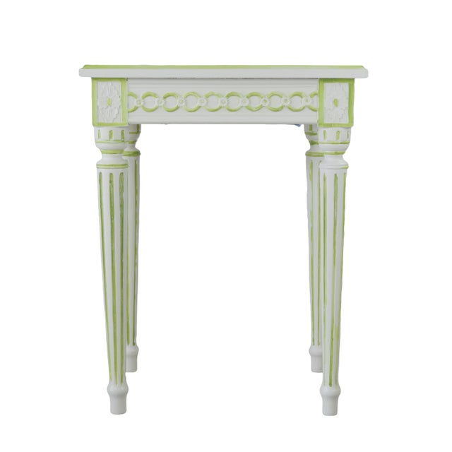 White Hand-Carved Gustavian Side Table For Sale - Image 8 of 8