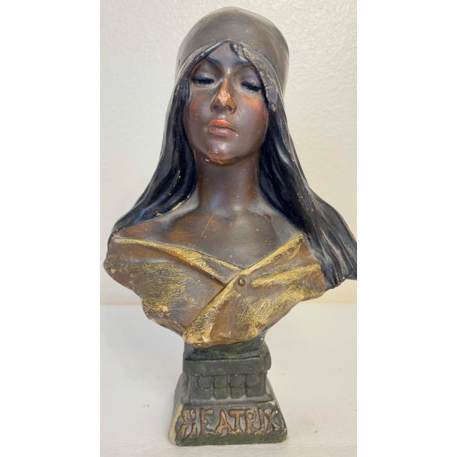1900 - 1909 Antique Art Nouveau Style "Beatrix" Bust Sculpture-After Emmanuel Villanis Circa (1900-1920s) For Sale - Image 5 of 5
