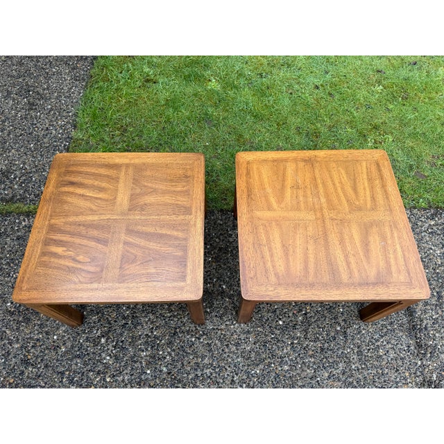 Thomasville Vintage Thomasville Furniture Asian Ming Style Parquetry End Side Tables For Sale - Image 4 of 8