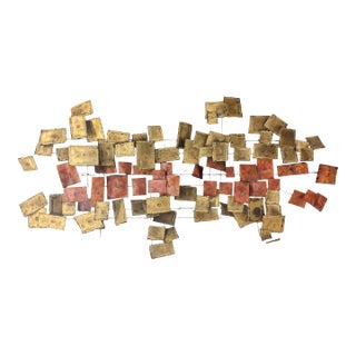 Mid Century Brutalist Mixed Metal Sculptural Wall Art For Sale