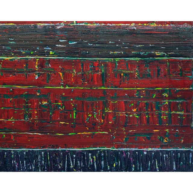 Abstract Red Turkish Kilim No. 2 - Oversized Original Oil Painting by Diane Grant | Color Field For Sale - Image 4 of 7