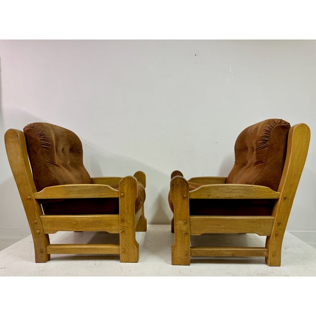 Wood Set of Brutalist Armchairs in Oak, 1960s For Sale - Image 7 of 18