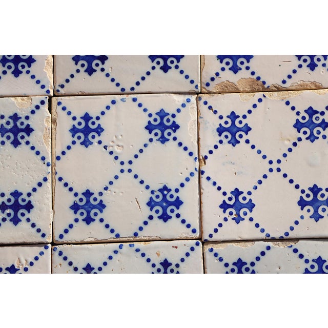 Antique 19th Century Portuguese Blue Cross Lattice Tiles, Set of 15 For Sale - Image 6 of 15