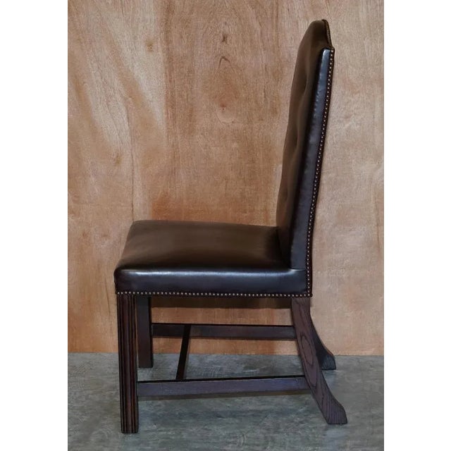 Buttoned Occasional Desk Chair in Brown Leather from George Smith For Sale - Image 12 of 15