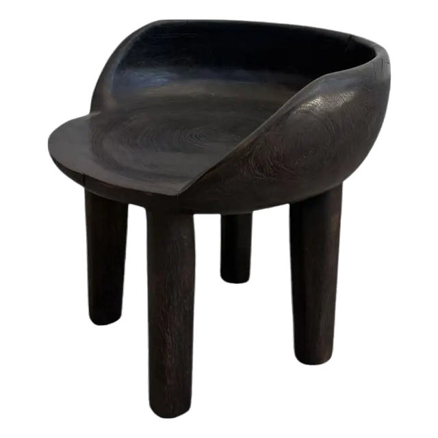 Sculptural Mango Wood Chair Dark Brown Espresso Finish Modern Organic For Sale