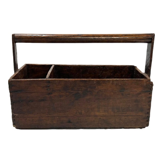Antique Handmade Primitive Wood Tool Box For Sale