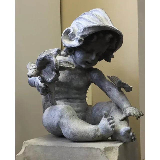 Sand Cherub Garden Ornament Statue For Sale - Image 8 of 11