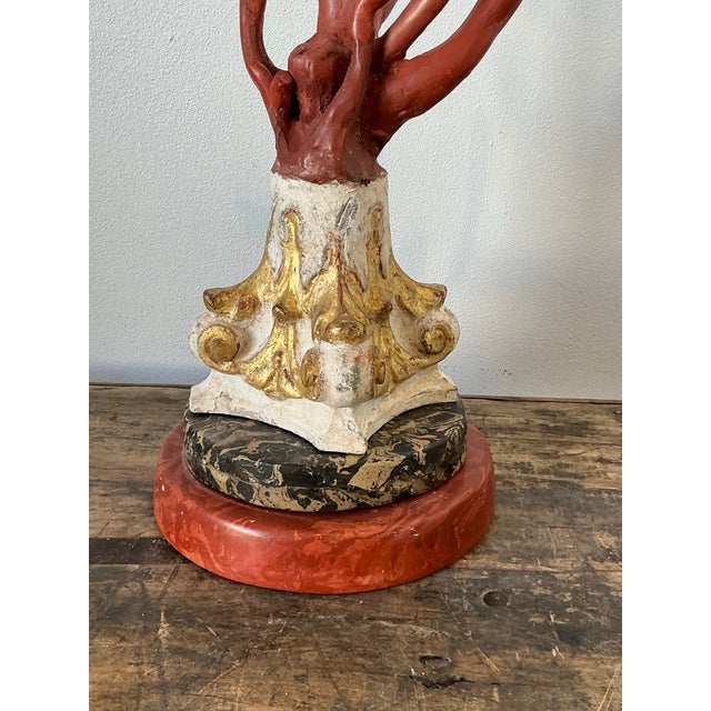 Vintage Italian Scagliola Artisanal Pigmented Plaster Coral Branch For Sale - Image 12 of 12