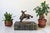 Single vintage bronze cowboy riding a horse bookend or doorstop. Made by Russwood. Dated 1946. Patina.