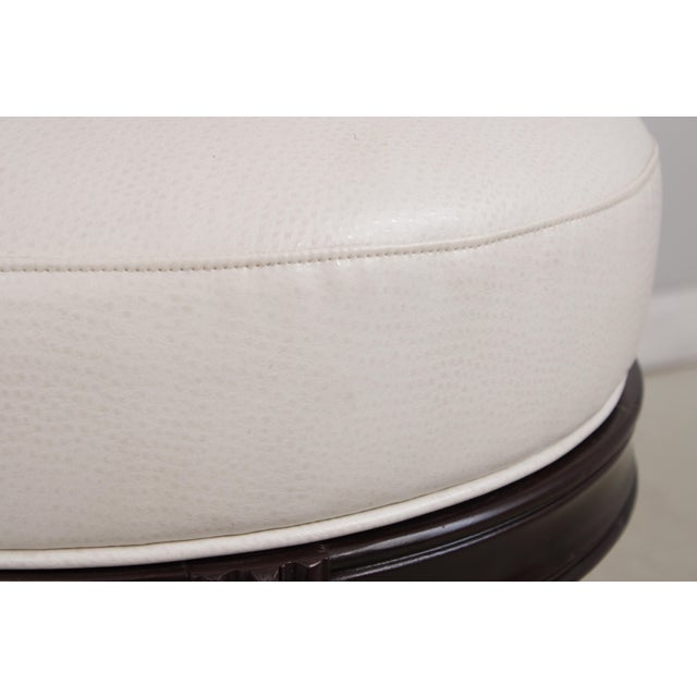 Set of 4 White Leather Revolving Seat Bar Stools For Sale - Image 9 of 17