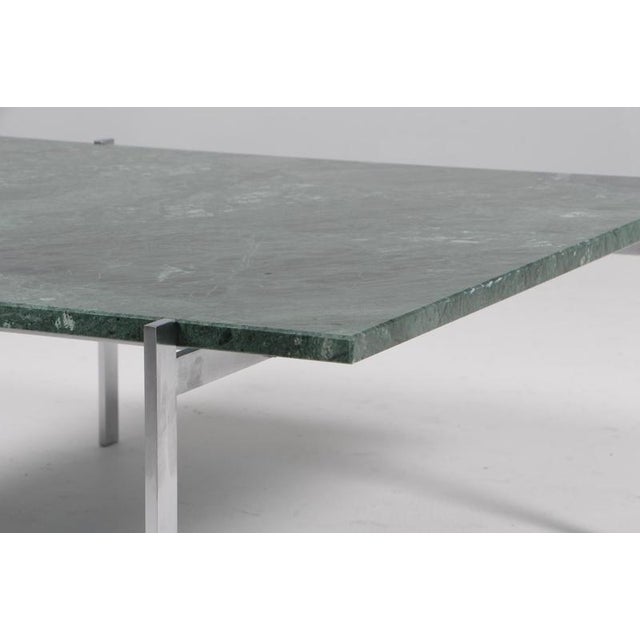1970s Coffee Table in Steel and Green Marble attributed to Poul Kjærholm for Fritz Hansen, 1970s For Sale - Image 5 of 9