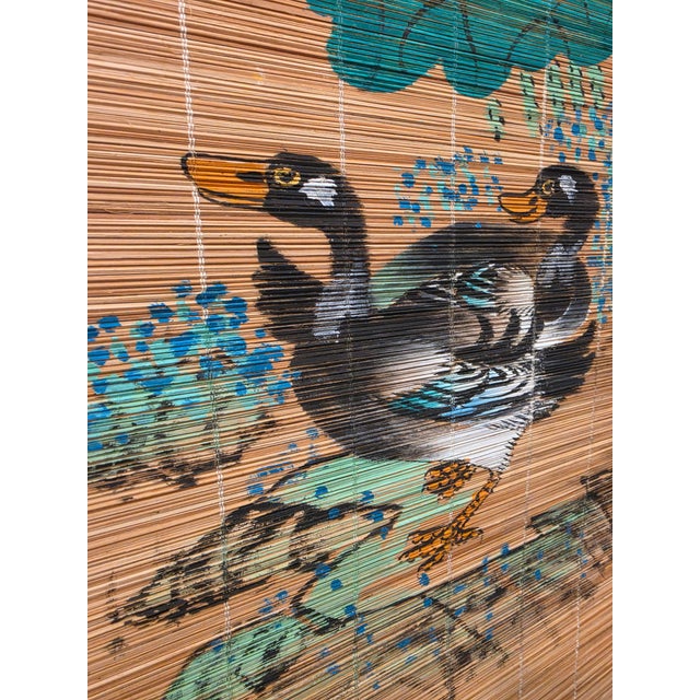 Bring oriental charm and rich symbolism into your home with this vintage mid-century woven bamboo slat hanging scroll....