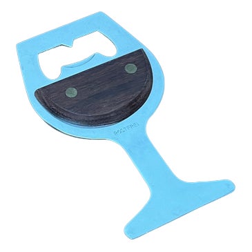 Mid-Century Wine Glass-Shaped Bottle Opener in Metal and Wood, 1960s For Sale