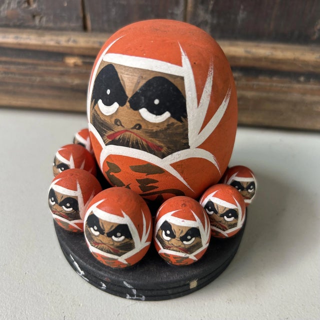 Wood Vintage Wooden Daruma Set, 1970s, Set of 9 For Sale - Image 7 of 10