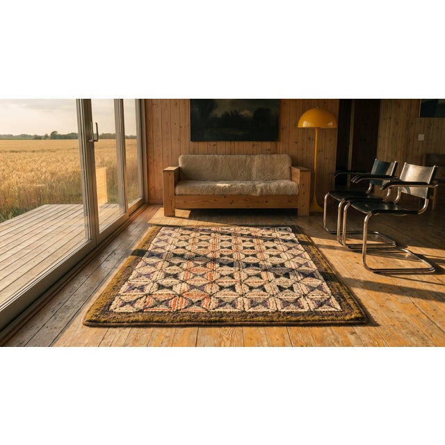 1920s Multicolor Square Folk Art Antique Amercian Hooked Rug 2' 4'' X 3' 4'' Woven Wool Carpet For Sale - Image 11 of 12