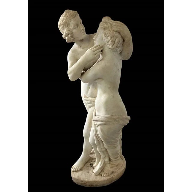 1900 - 1909 1900-1909 Italian Marble Figure of Two Lovers 44 Inches Tall. For Sale - Image 5 of 8