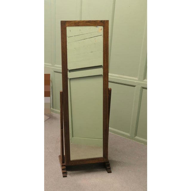 Vintage Cheval Mirror in Oak, 1930 For Sale - Image 6 of 8