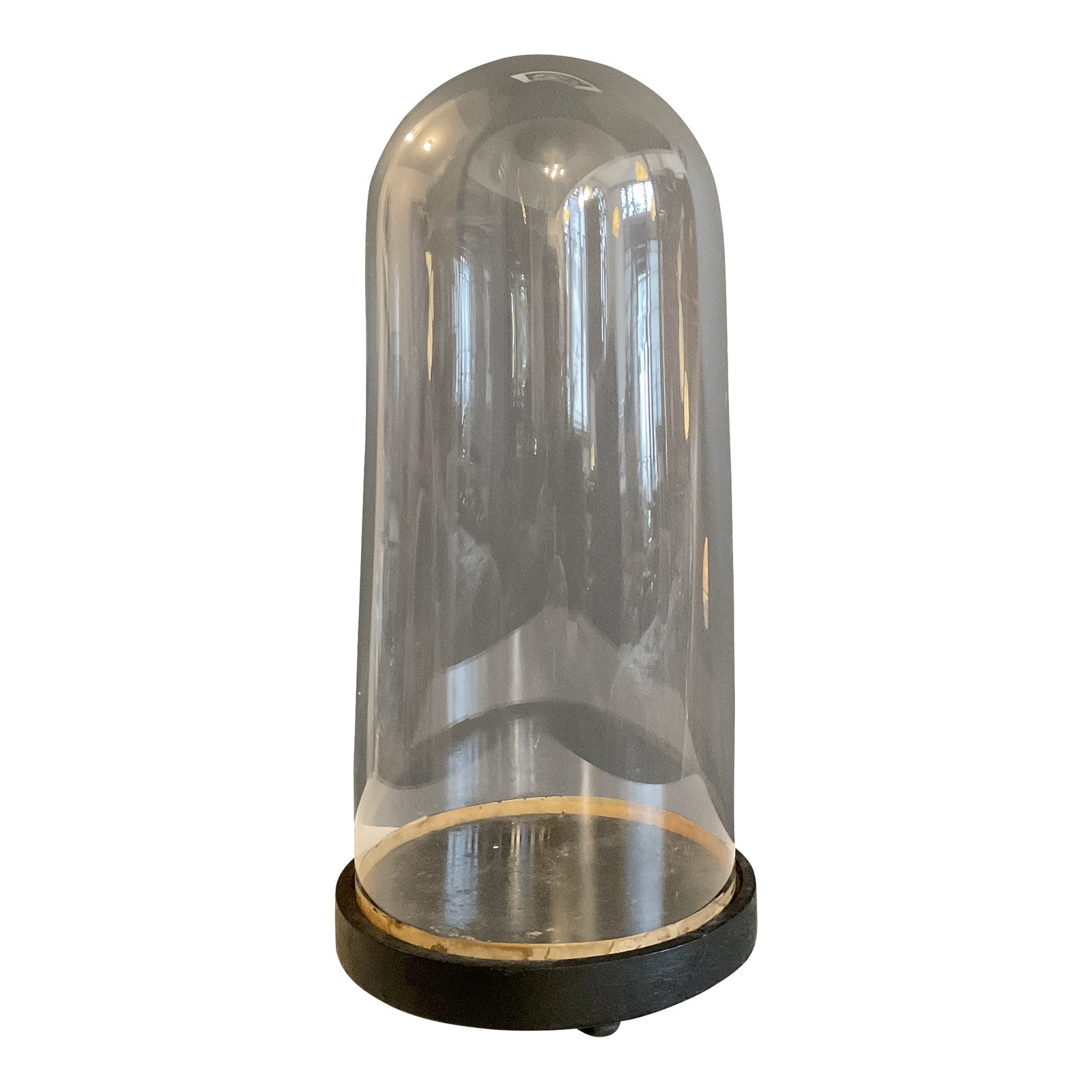 Antique Hand Blown Glass Cloche With Wood Base | Chairish
