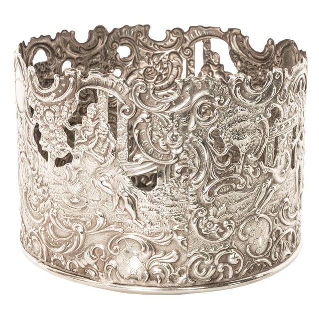 Silver Antique American Sterling Silver Wine Bottle Decanter Coaster Cuff New York 1915 For Sale - Image 8 of 17