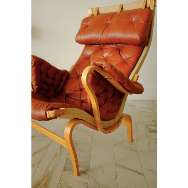 Brown Leather and Canvas Pernilla Chair by Bruno Mathsson For Sale - Image 8 of 16