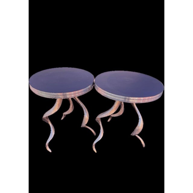 1980s French Guéridon Sculptural Aluminum Side Tables - a Pair For Sale In Miami - Image 6 of 11