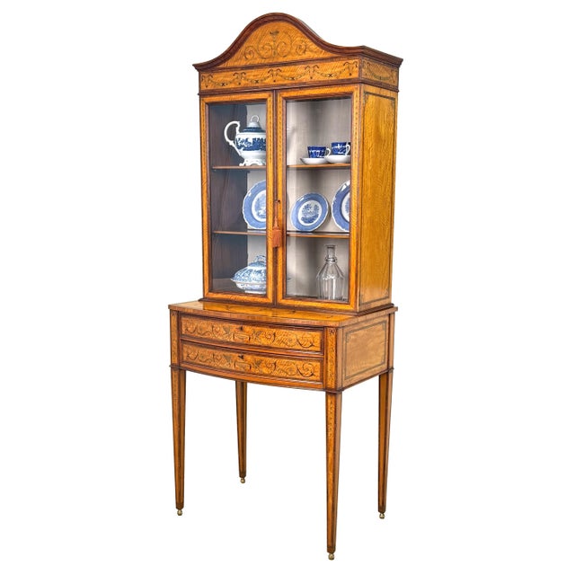 19th Century Satinwood Display Cabinet attributed to Edwards & Roberts, 1890 For Sale - Image 10 of 18
