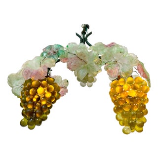 Murano Glass Hanging Grapes & Leaves Chandelier For Sale