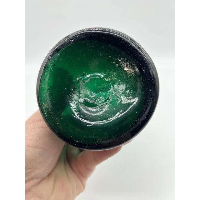 Mid 19th Century Antique Blown Dark Green Glass Hyacinth Vase, Bristol, England, Circa 1840's For Sale - Image 5 of 11