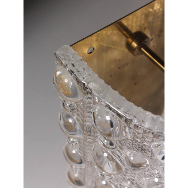 Bubble Crystal Glass and Brass Sconce by Carl Fagerlund for Orrefors, 1960 For Sale - Image 11 of 17