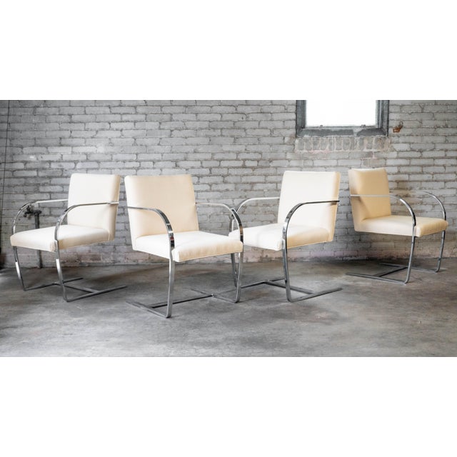 Vintage Brno Flat Bar style armchairs attributed to Mies van der Rohe for Knoll, set of 2 (two sold). Vibrant flat bar...