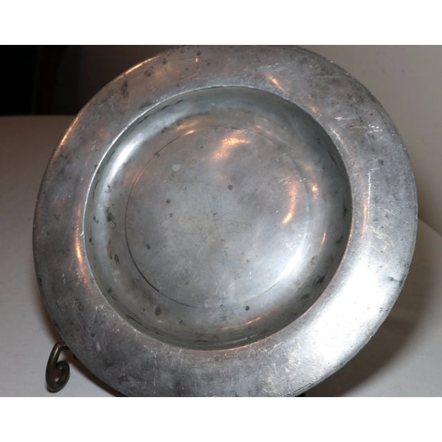 Rare Antique 18th Century Master Benjamin Foster Forged Pewter Dinner Plate Dish For Sale - Image 4 of 11