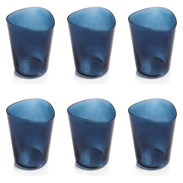 2020s Summer Kampari 6-Piece Set Glass Tumblers, Indigo Blue For Sale - Image 5 of 5