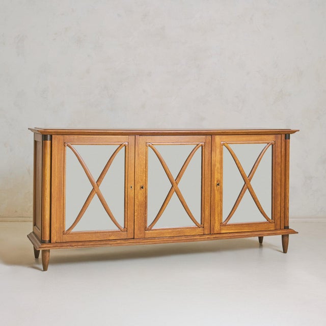 French Mirrored Oak Credenza, 1940s For Sale In Chicago - Image 6 of 12