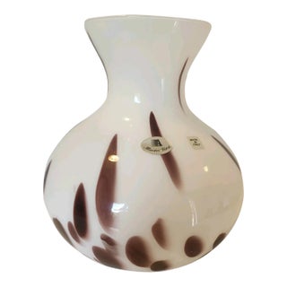 Vintage MCM Murano Style Azzurra Maestri Vetrai Made in Italy Round Spotted Vase For Sale