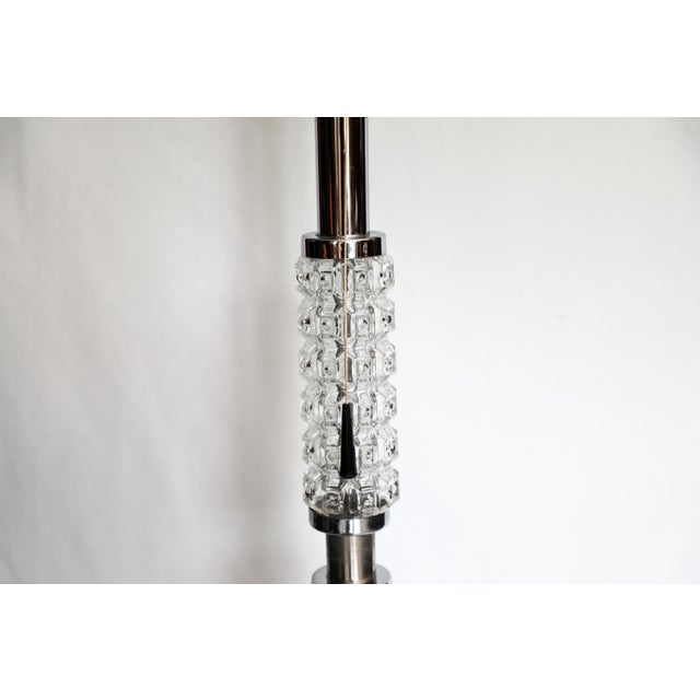 Vintage Chrome and Glass Floor Lamp attributed to Richard Essig, 1970s, in Very Good conditions. Designed 1960 to 1969...