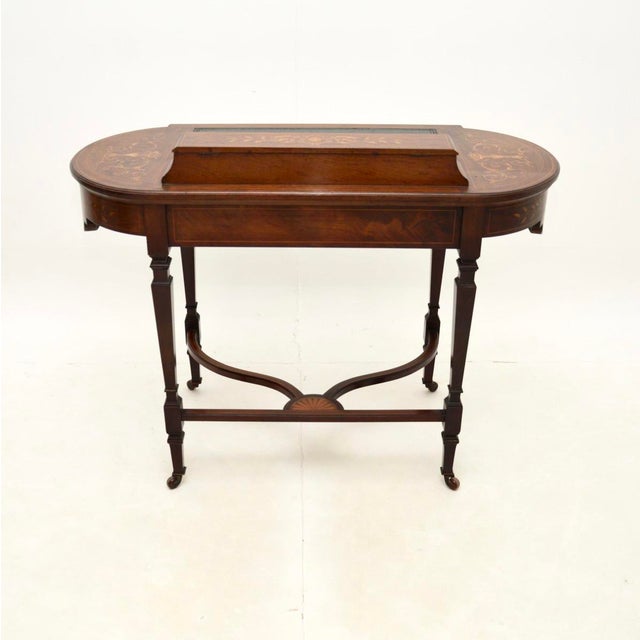 Late 19th Century Antique Victorian Inlaid Writing Desk, 1880s For Sale - Image 5 of 13