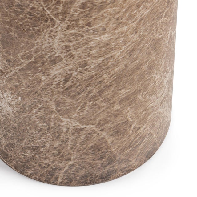 Taupe Faux Marble End Table / Pedestal Medium For Sale - Image 4 of 5