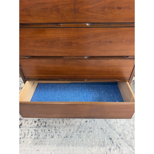 1960s Mid Century Modern Walnut Tallboy Dresser For Sale - Image 6 of 6