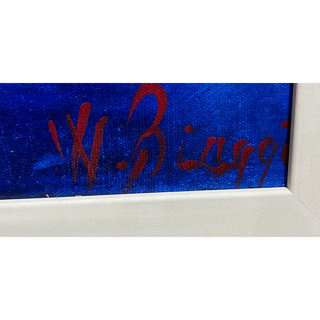 Royal Blue W Biaggi French Bulldog Painting. Large and Colorful. For Sale - Image 8 of 10