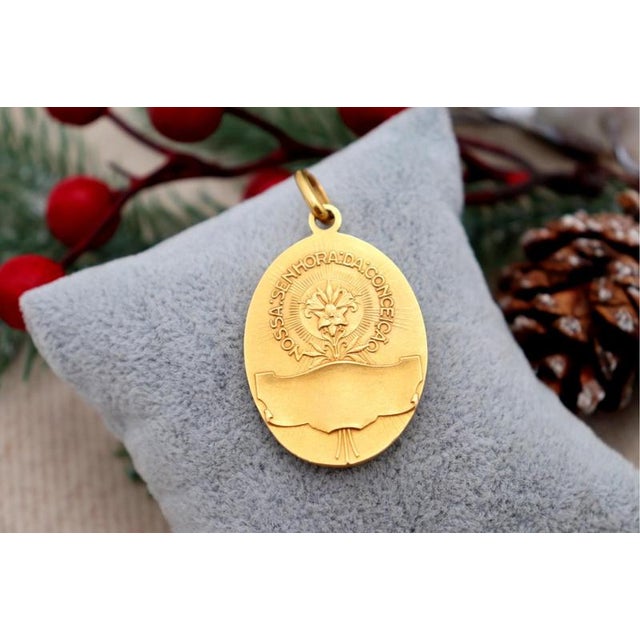 19.2k Gold Our Lady of the Immaculate Conception Pendant For Sale - Image 4 of 5