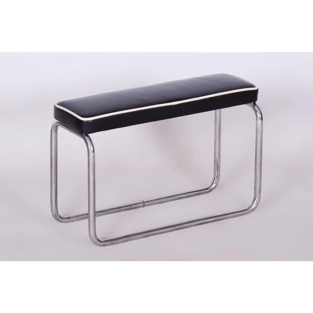 Czech Bauhaus Stool in Italian Leather & Chrome, 1930s For Sale - Image 8 of 9