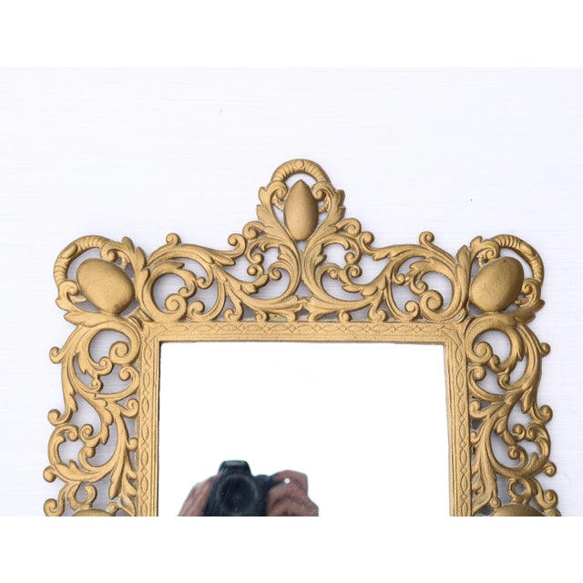 Victorian 1800s Antique Cast Iron Ornate Wall or Vanity Tabletop Mirror For Sale - Image 3 of 7