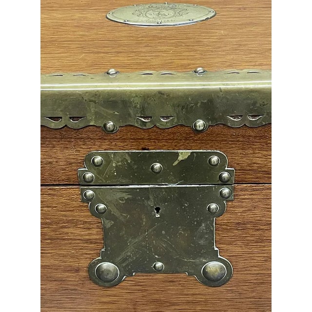 Wood Antique Camphor Wooden Chest with Brass, 1784 For Sale - Image 7 of 13