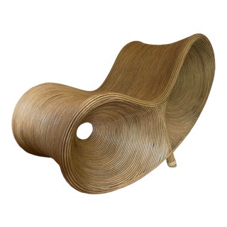 Sculptural Pencil Reed Bamboo Ear Lounge Chair For Sale