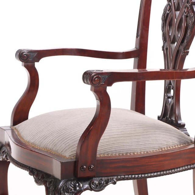 Wood Rare Set of 12 English Chippendale Style Mahogany Armchairs, C. 1900. For Sale - Image 7 of 7