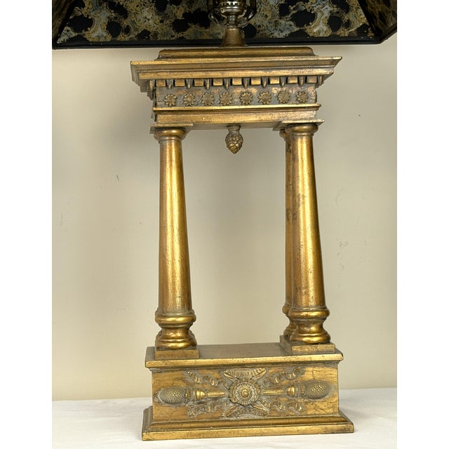 Late 20th Century Vintage French Empire Style Bouillotte Lamps With Finials and Shades- A Pair For Sale - Image 5 of 17