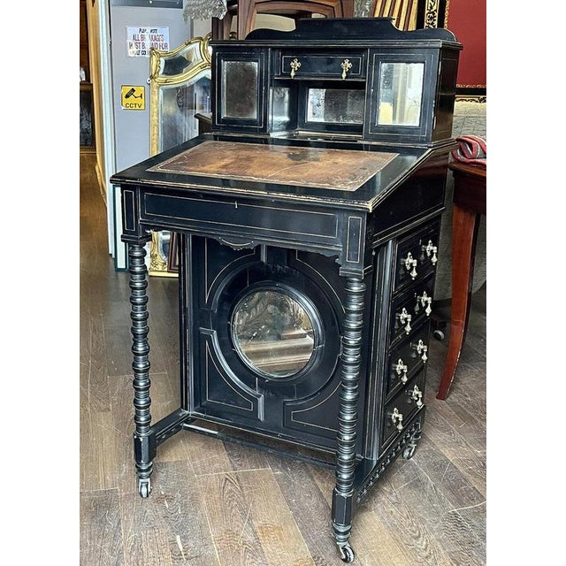 Aesthetic Movement Victorian Davenport Desk. Loads Of Storage. A very unusual design with a top cupboard containing a...