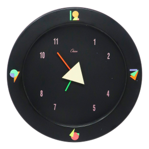 1980s Black Postmodern Wall Clock by Chass